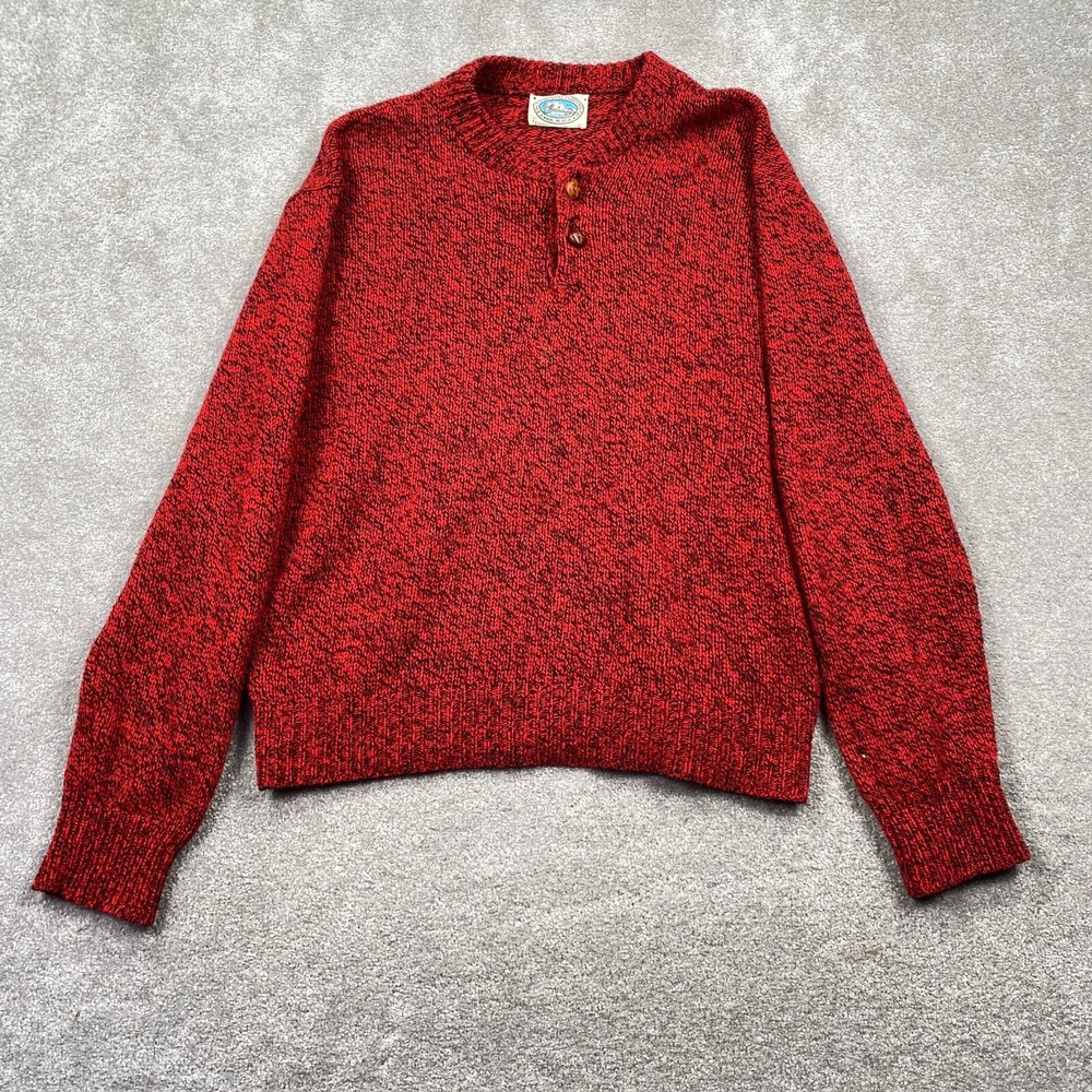 VTG Environmental Clothing Knit Sweater Size L Red Black Long Sleeve USA Made